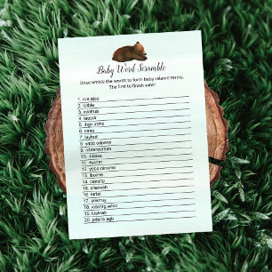 Invitation Forest Adventure Bears Baby Word Scramble Card