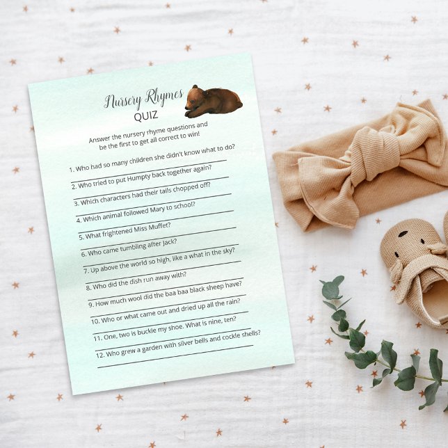 Invitation Forest Adventure Bears Nursery Rhymes Game Card (Créateur téléchargé)