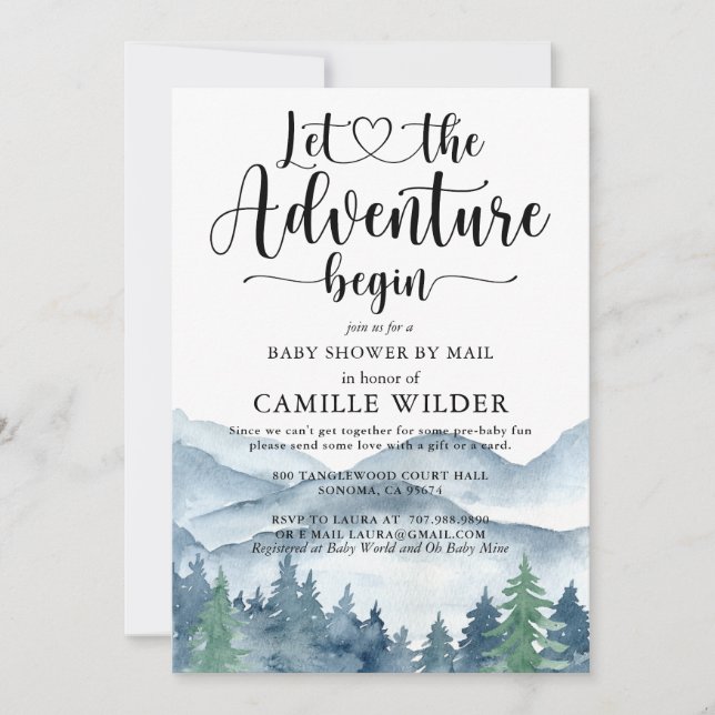 Invitation Forest Adventure Mountains Baby shower Par Mail In (Devant)