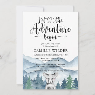 Invitation Forest Adventure Mountains Bear Cub Baby shower