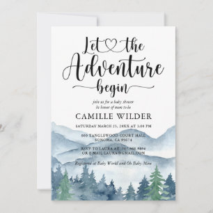 Invitation Forest Adventure Watercolor Mountains Baby shower