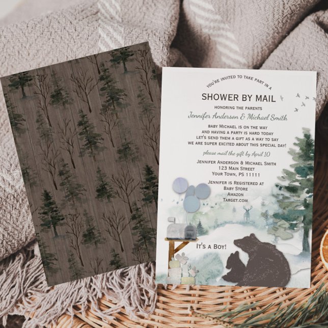 Invitation Forest Boy Pays Bear Deer Mail Baby shower (Créateur téléchargé)