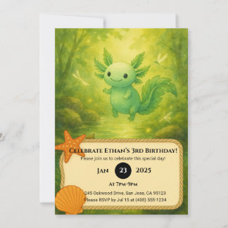 Invitation Forest Fairy Axolotl Birthday 