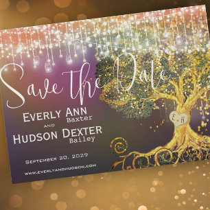 Invitation Forest Fairytale Purple Gold Wedding Enregistrer l