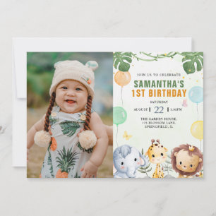 Invitation Forest Friends Woodland Enfants Photo Anniversaire