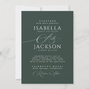 Invitation Forest Green Classic Calligraphie Chic Mariage