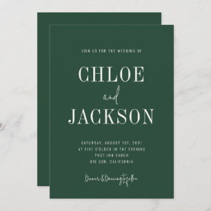 Invitation Forest Green Modern Bold Personnalisé QR Code Mari