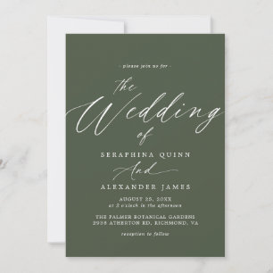 Invitation Forest Green   Script moderne Mariage simple