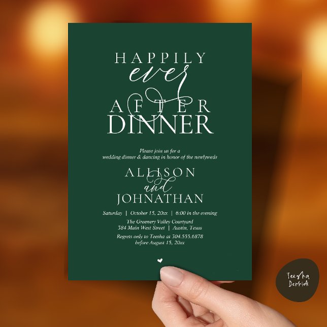 Invitation Forest Happily Ever After Dinner Modern Wedding (Forest Emerald Happily Ever After Dinner Modern Script Wedding Invitation Card)