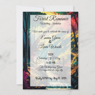 Invitation Forest Romance : Un conte Mariage