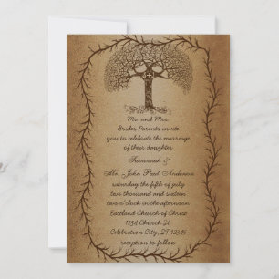 Invitation Forest Wedding Tree on Brown Paper Wedding
