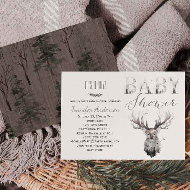 Invitation Forest Woodland Animals Deer Boy Baby Shower (Créateur téléchargé)