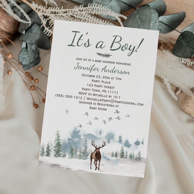 Invitation Forest Woodland Country Deer Boy Baby shower (Créateur téléchargé)