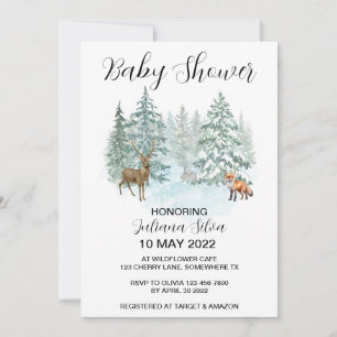 Invitation Forêt animale d'hiver Wonderland Baby shower