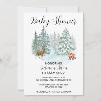 Invitation Forêt animale d'hiver Wonderland Baby shower