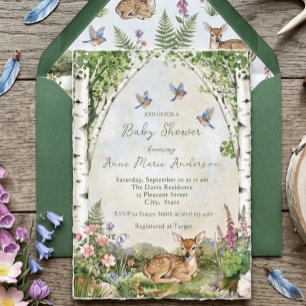 Invitation Forêt aux Cerfs et Faon Shower Bébé Mixte