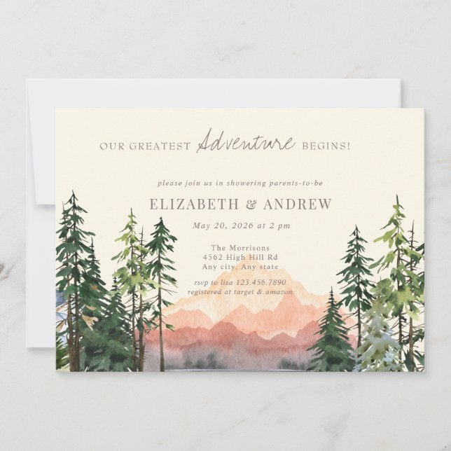 Invitation Forêt | Baby shower Arbres (Devant)