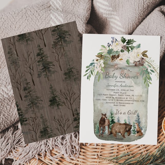 Invitation Forêt Bois Animaux Baby shower Mason Jar (Créateur téléchargé)