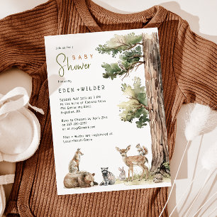 Invitation Forêt Bois Animaux Couples Baby shower