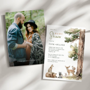 Invitation Forêt Bois Animaux Couples Baby shower photo