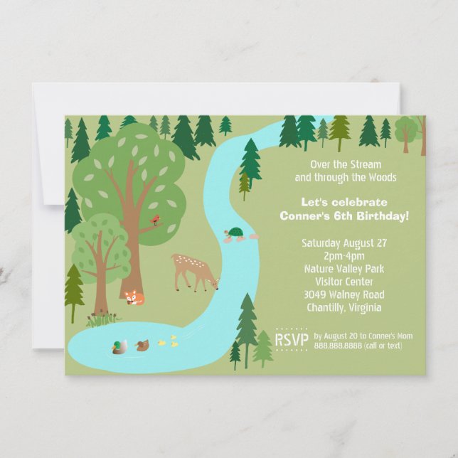 Invitation Forêt Bois Animaux Nature Fête d'anniversaire (Devant)