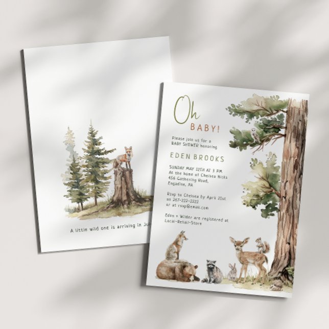 Invitation Forêt Bois Animaux Oh Bébé! Baby shower (Créateur téléchargé)