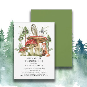 Invitation Forêt Bois Boy Premier anniversaire