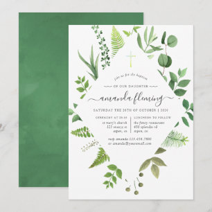 Invitation Forêt boisée de verdure baptême ou Christening