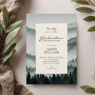 Invitation Forêt boisée de watercolor esthétique de remise de