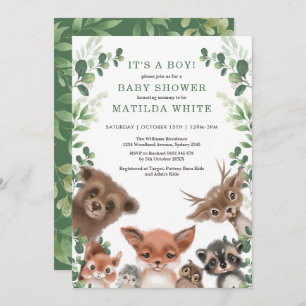 Invitation Forêt boisée mignonne Baby shower Animaux