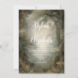 Invitation Forêt Brumeuse Or Vintage Mariage Boisé