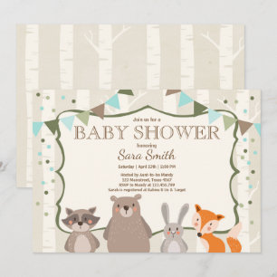 Invitation Forêt d'animaux d'invitation de baby shower de