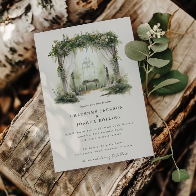 Invitation Forêt d'aquarelle enchantée Mariage bohème Invi (Enchanted Forest Wedding Invitation )