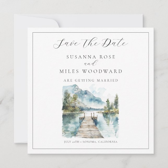 Invitation Forêt d'arbres aquarelle de Mountain Lake Sauvegar (Devant)