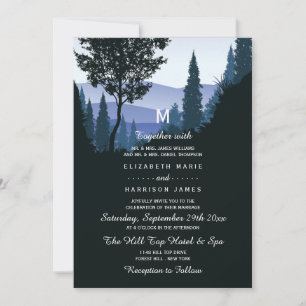 Invitation Forêt de bois bleu, Mariage rustique