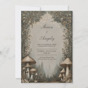 Invitation Forêt de Bois Brumeux aux Champignons Bruns Mariag