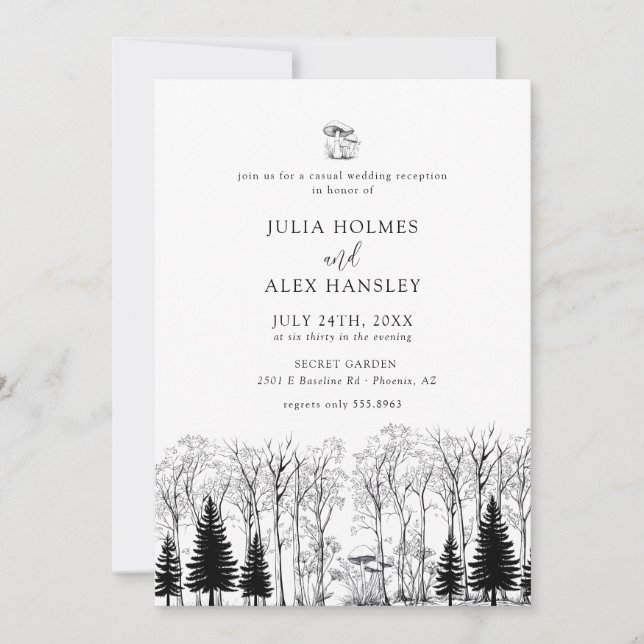 Invitation Forêt de Bois Pin | Mariage Rustique Décontracté (Devant)