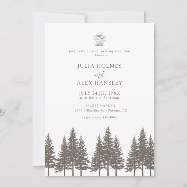 Invitation Forêt de Bois Pin | Mariage Rustique Décontracté (Devant)