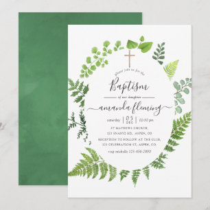 Invitation Forêt de boislandre à l'aquarelle pour baptême