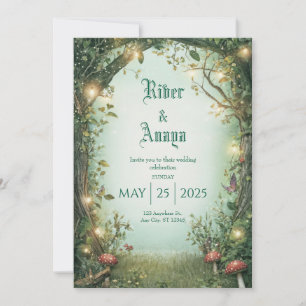 Invitation Forêt de conte de fées fantaisiste et clairière lu
