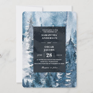 Invitation Forêt de couleur d'hiver et marine Blue & White In