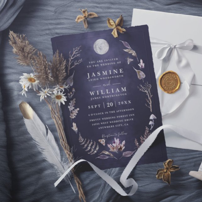 Invitation Forêt de cristal Nuit de lune rustique Mariage élé (Créateur téléchargé)