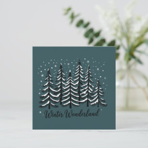 Invitation Forêt de fêtes de Noël hivernale en arbre vert