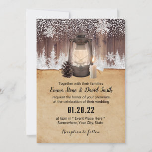Invitation Forêt de flocon de neige d'hiver Mariage Vintage d