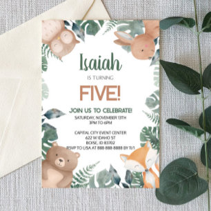 Invitation Forêt de forêt sauvage Zoo Animaux Fête d'annivers