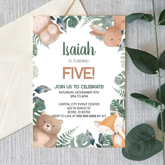 Invitation Forêt de forêt sauvage Zoo Animaux Fête d'annivers (Créateur téléchargé)