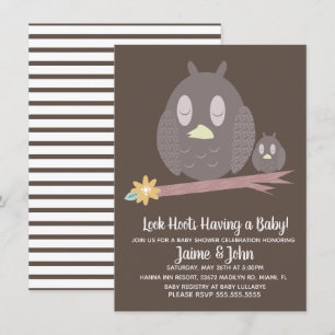 Invitation Forêt de la maman et du bébé hibou Baby Shower Rév