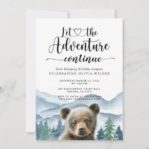 Invitation Forêt de montagne aquarelle Filles Glamping Annive