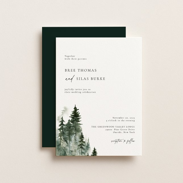 Invitation Forêt de pin sauvage Mariage rustique (Créateur téléchargé)