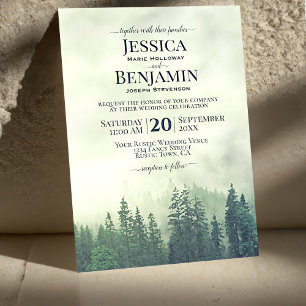 Invitation Forêt de pin vert foncé Rustique Mariage extérieur